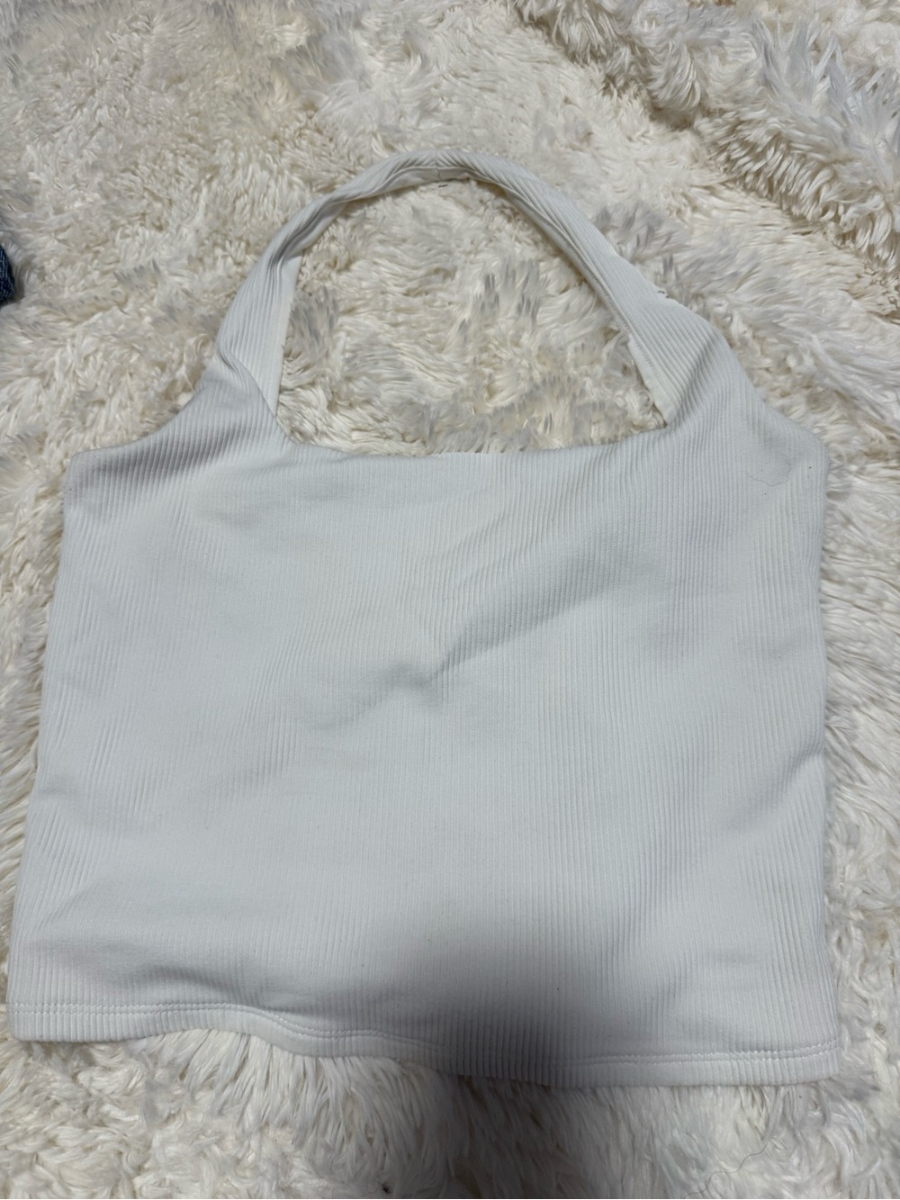 Abercrombie & Fitch White Ribbed Crop Tank
